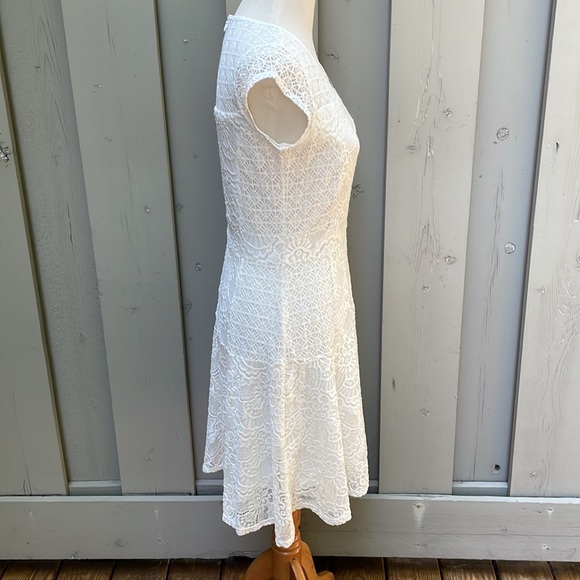 NY Collection Petite Lace Capped Sleeve Midi A-Line Dress Size PM - Picture 6 of 11